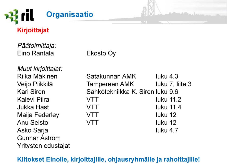6 Kalevi Piira VTT luku 11.2 Jukka Hast VTT luku 11.