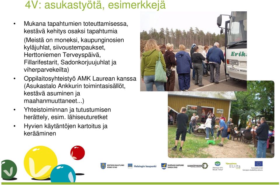 viherparvekeilta) Oppilaitosyhteistyö AMK Laurean kanssa (Asukastalo Ankkurin toimintasisällöt, kestävä asuminen ja