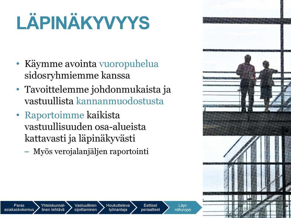 kannanmuodostusta Raportoimme kaikista vastuullisuuden