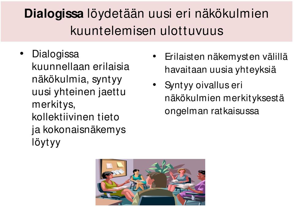 kollektiivinen tieto ja kokonaisnäkemys löytyy Erilaisten näkemysten välillä