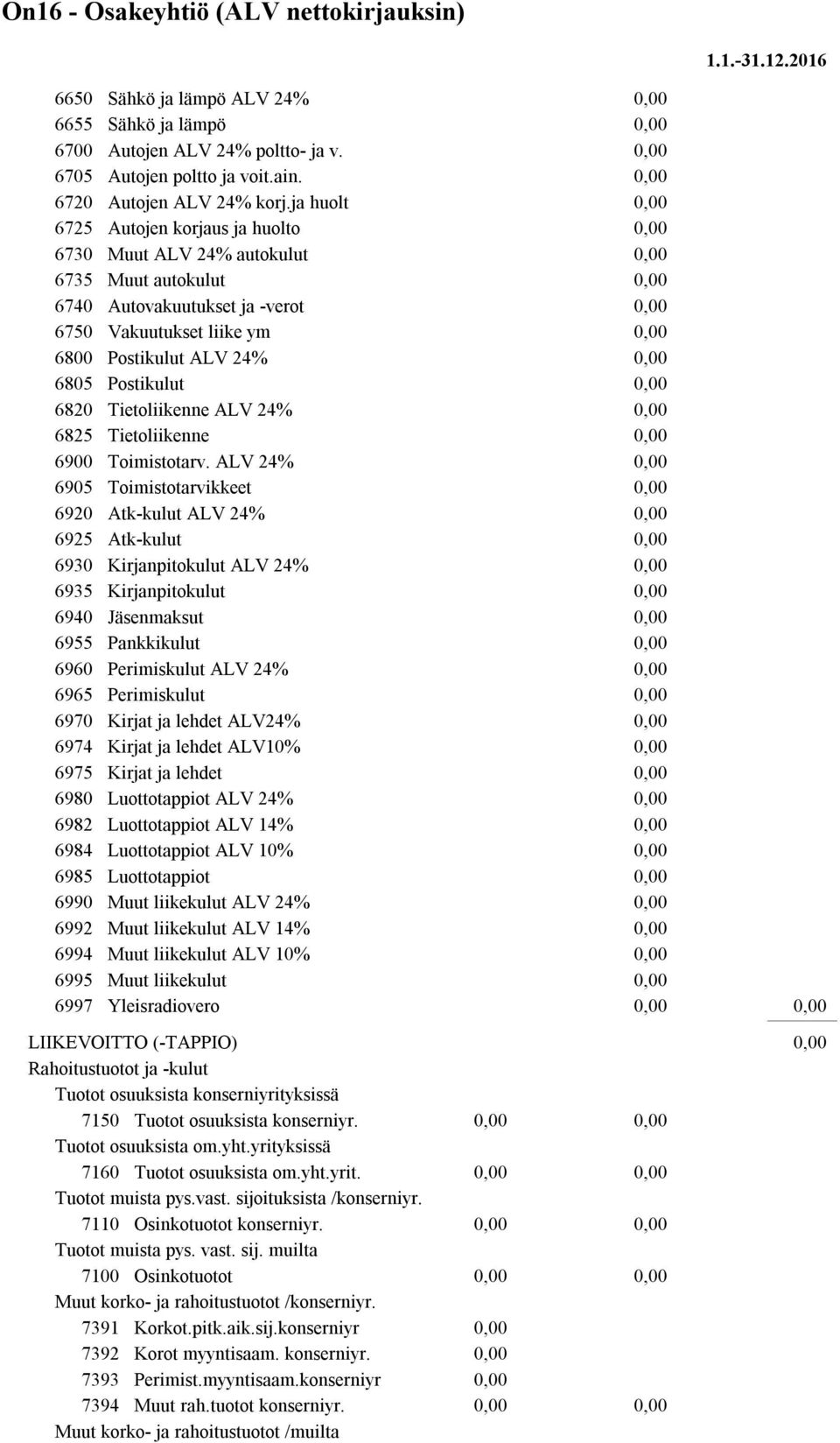 Tietoliikenne ALV 24% 6825 Tietoliikenne 6900 Toimistotarv.