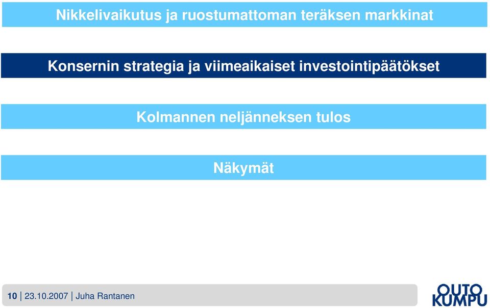 viimeaikaiset investointipäätökset