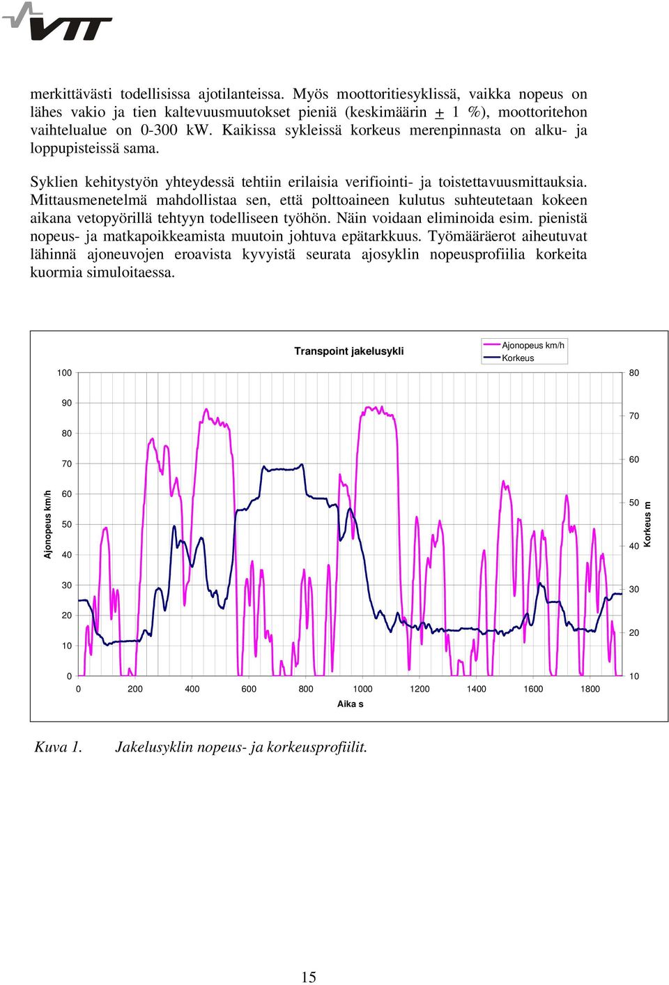 Mittausmenetelmä mahdollistaa sen, että polttoaineen kulutus suhteutetaan kokeen aikana vetopyörillä tehtyyn todelliseen työhön. Näin voidaan eliminoida esim.