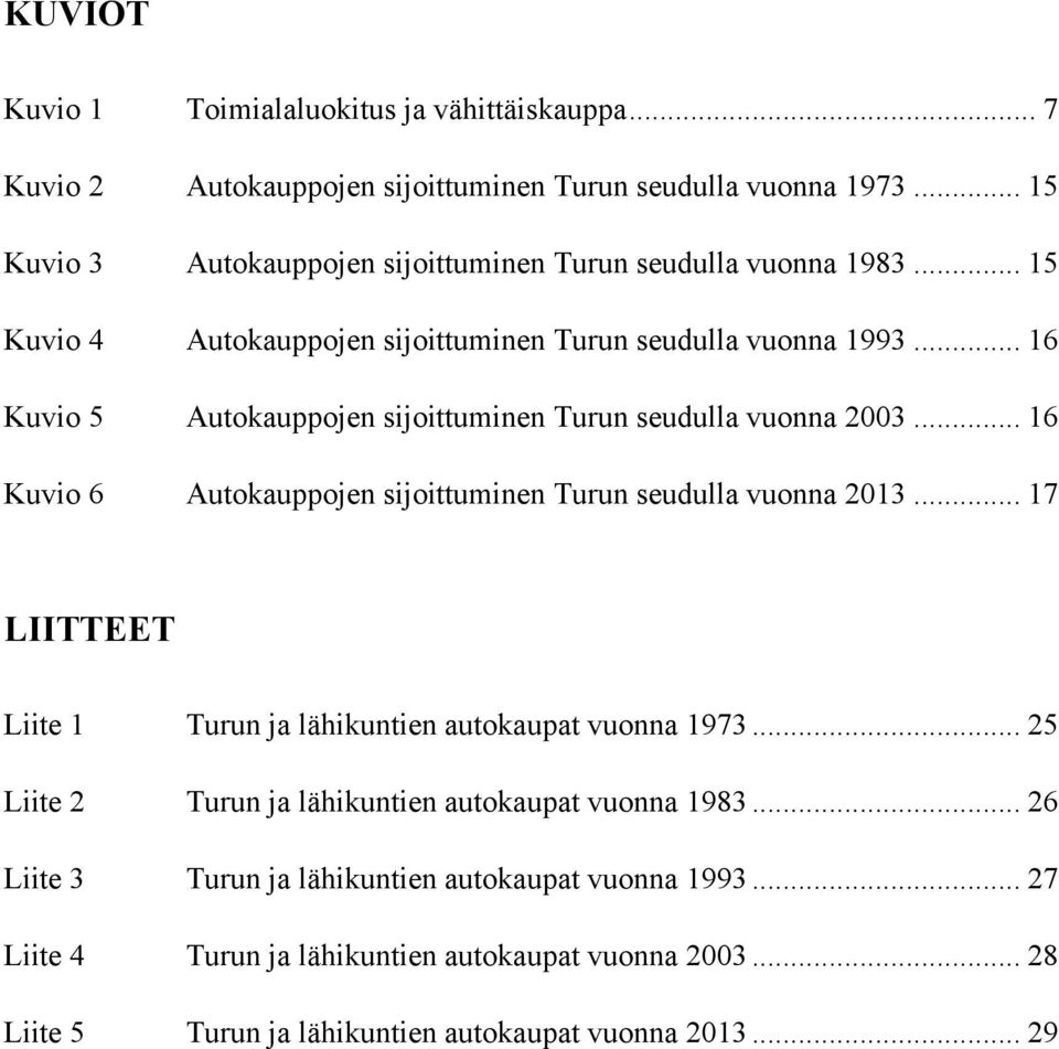 .. 16 Autokauppojen sijoittuminen Turun seudulla vuonna 2003... 16 Autokauppojen sijoittuminen Turun seudulla vuonna 2013.