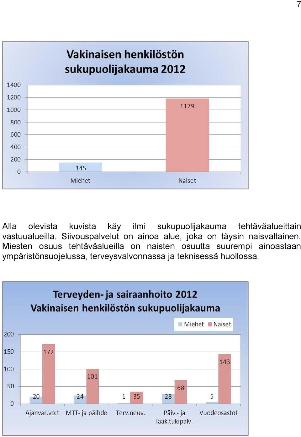 Siivouspalvelut on ainoa alue, joka on täysin naisvaltainen.