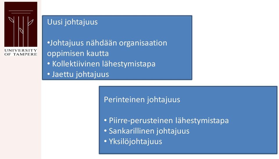 Jaettu johtajuus Perinteinen johtajuus