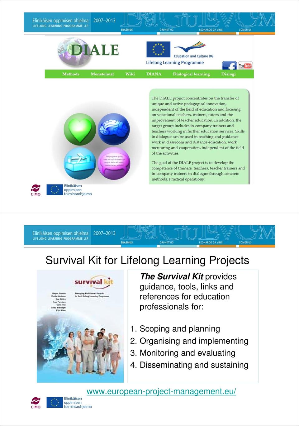 Scoping and planning 2. Organising and implementing 3.