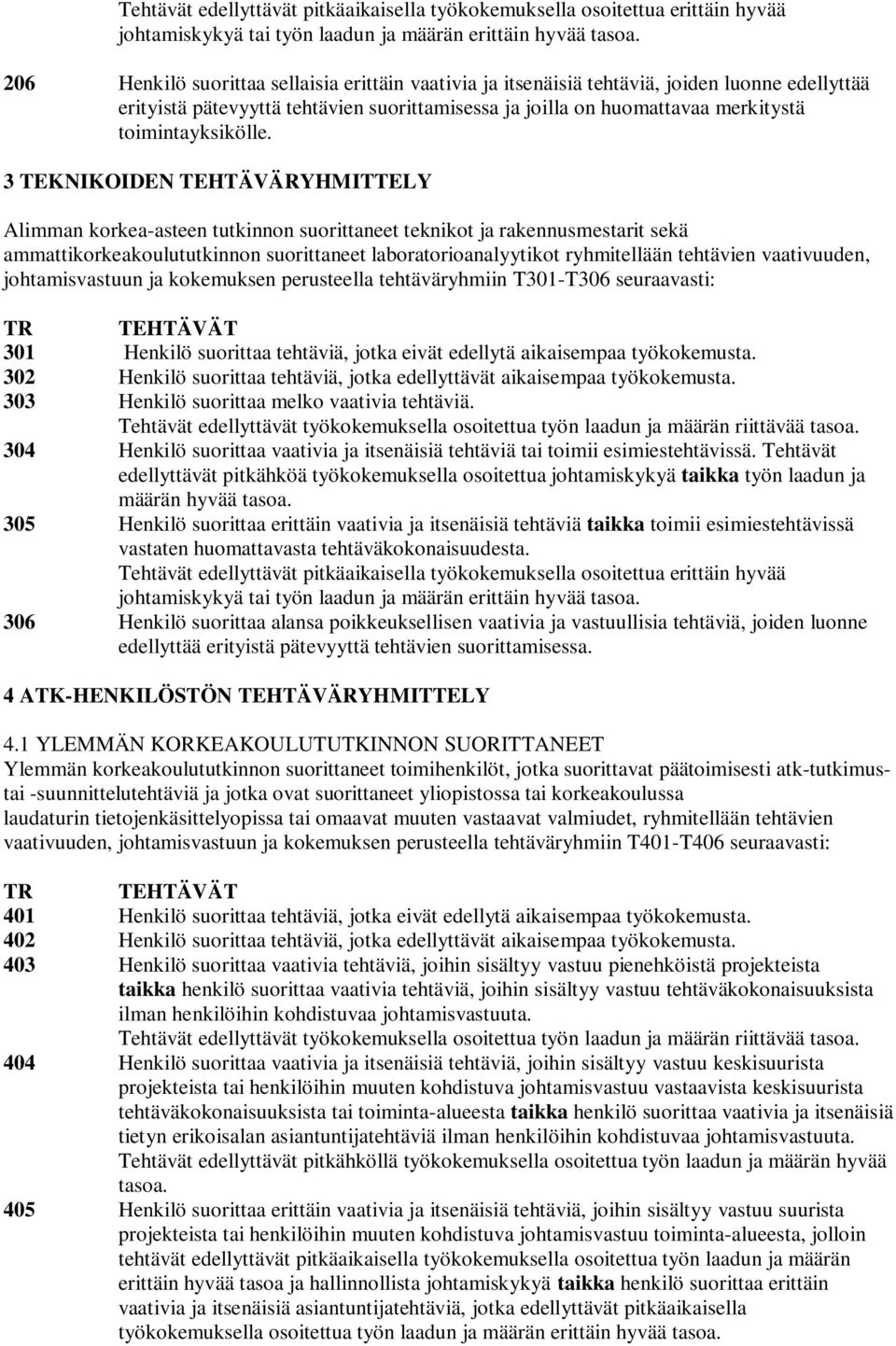 3 TEKNIKOIDEN TEHTÄVÄRYHMITTELY Alimman korkea-asteen tutkinnon suorittaneet teknikot ja rakennusmestarit sekä ammattikorkeakoulututkinnon suorittaneet laboratorioanalyytikot ryhmitellään tehtävien