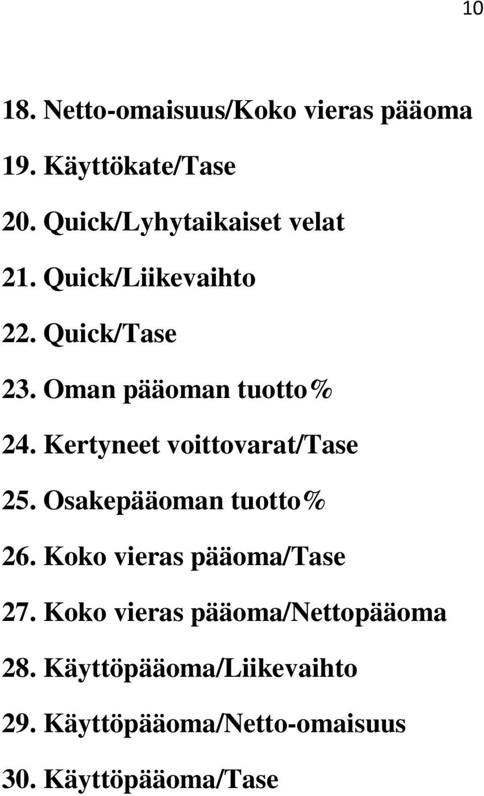 Oman pääoman tuotto% 24. Kertyneet voittovarat/tase 25. Osakepääoman tuotto% 26.