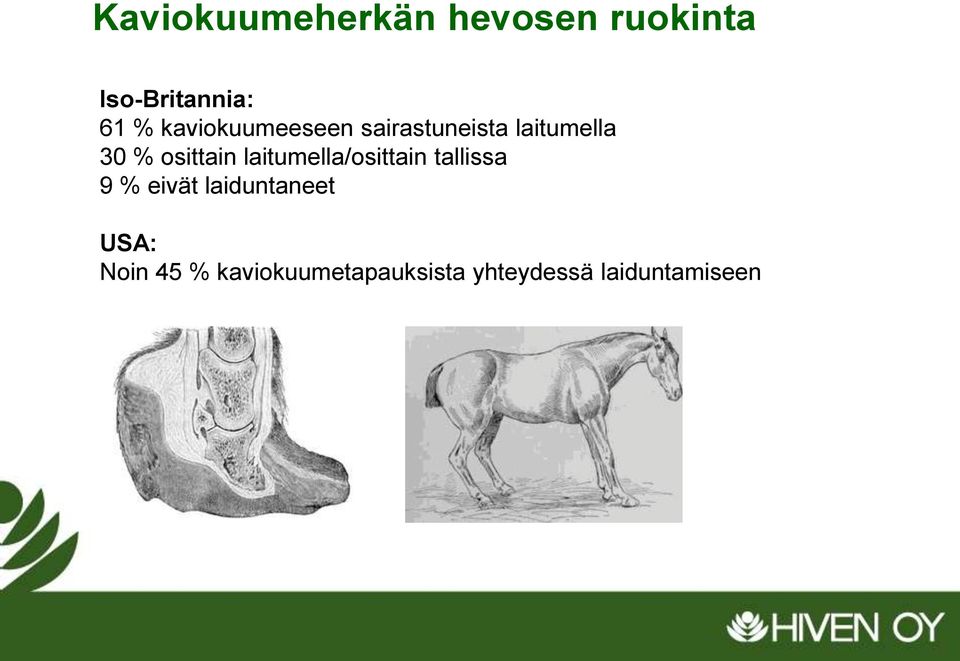 laitumella/osittain tallissa 9 % eivät laiduntaneet