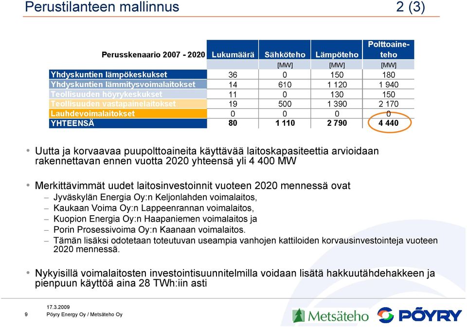 Kuopion Energia Oy:n Haapaniemen voimalaitos ja Porin Prosessivoima Oy:n Kaanaan voimalaitos.