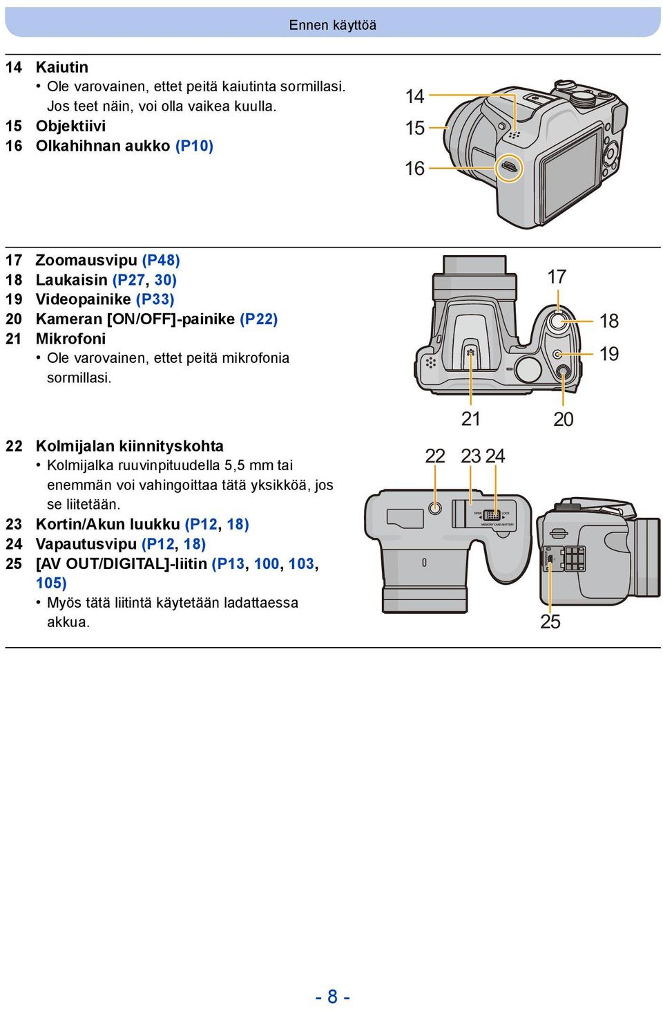 Mikrofoni Ole varovainen, ettet peitä mikrofonia sormillasi.