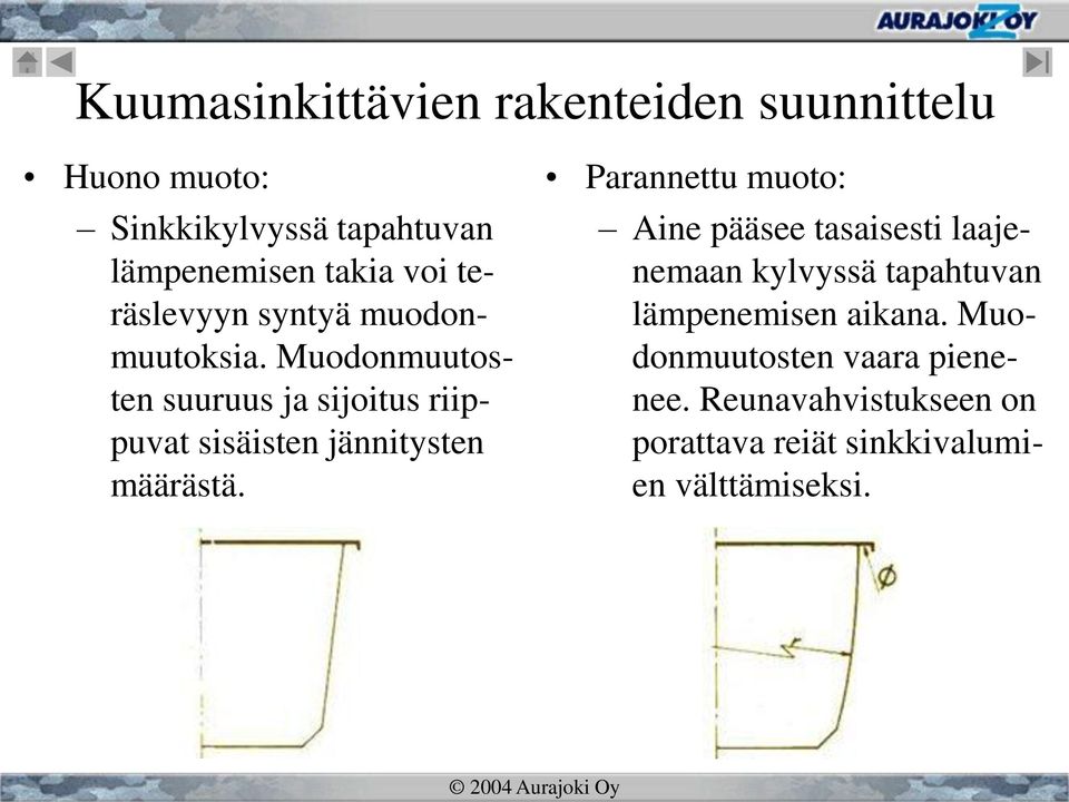 Muodonmuutosten suuruus ja sijoitus riippuvat sisäisten jännitysten määrästä.