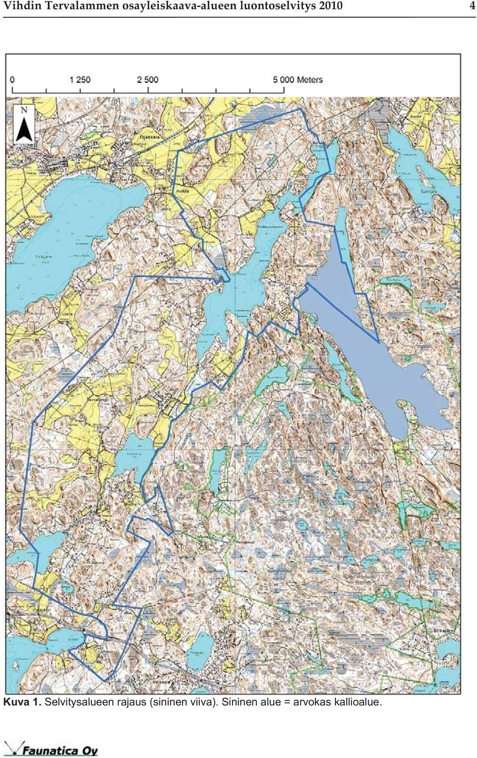Selvitysalueen rajaus (sininen