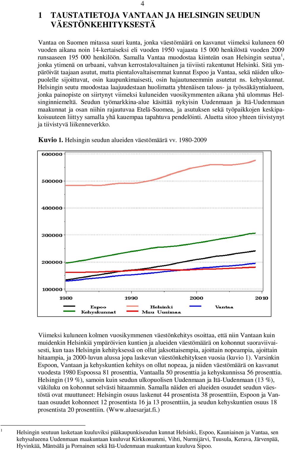 Samalla Vantaa muodostaa kiinteän osan Helsingin seutua 1, jonka ytimenä on urbaani, vahvan kerrostalovaltainen ja tiiviisti rakentunut Helsinki.
