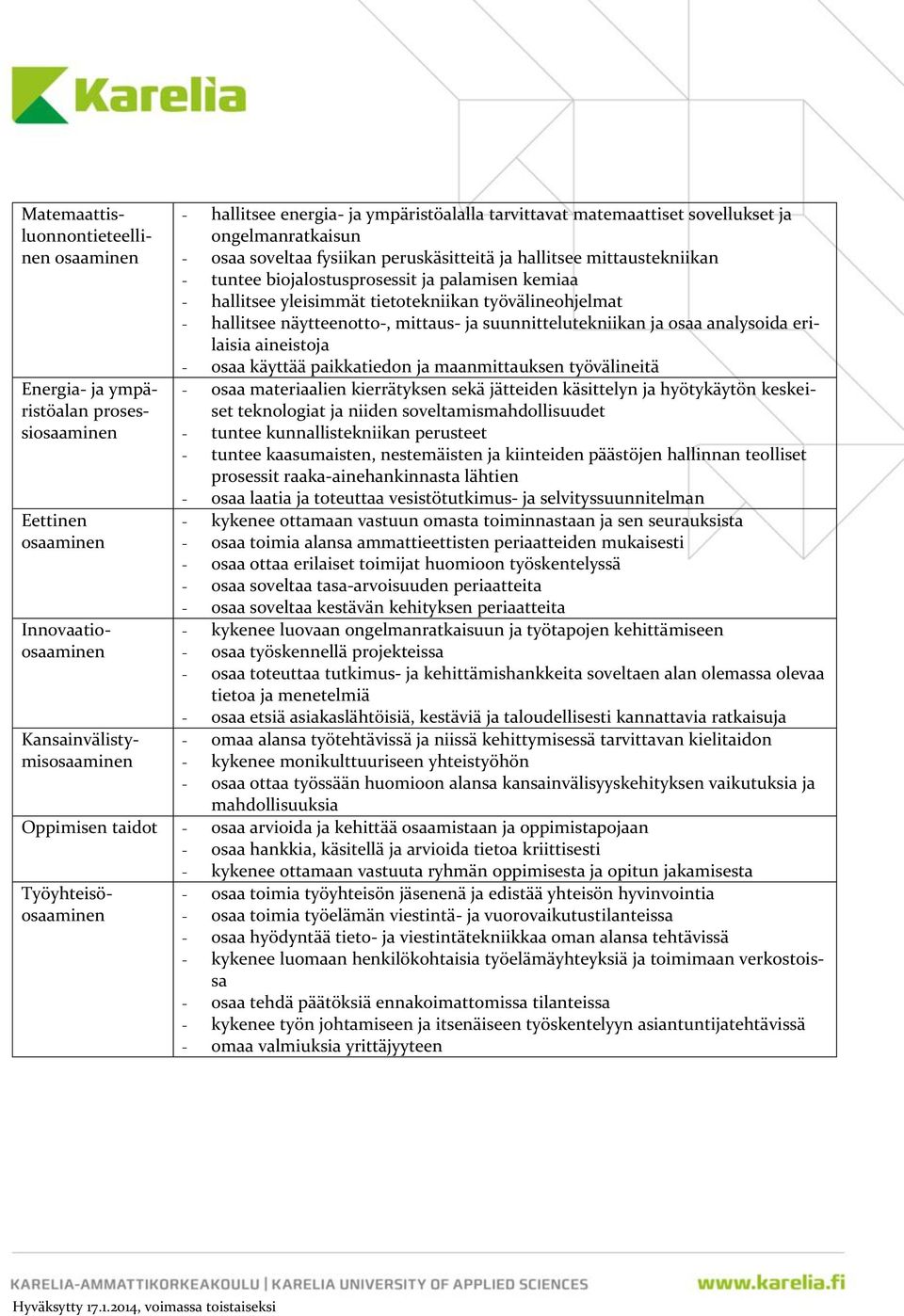 osaa analysoida erilaisia aineistoja - osaa käyttää paikkatiedon ja maanmittauksen työvälineitä - osaa materiaalien kierrätyksen sekä jätteiden käsittelyn ja hyötykäytön keskeiset teknologiat ja