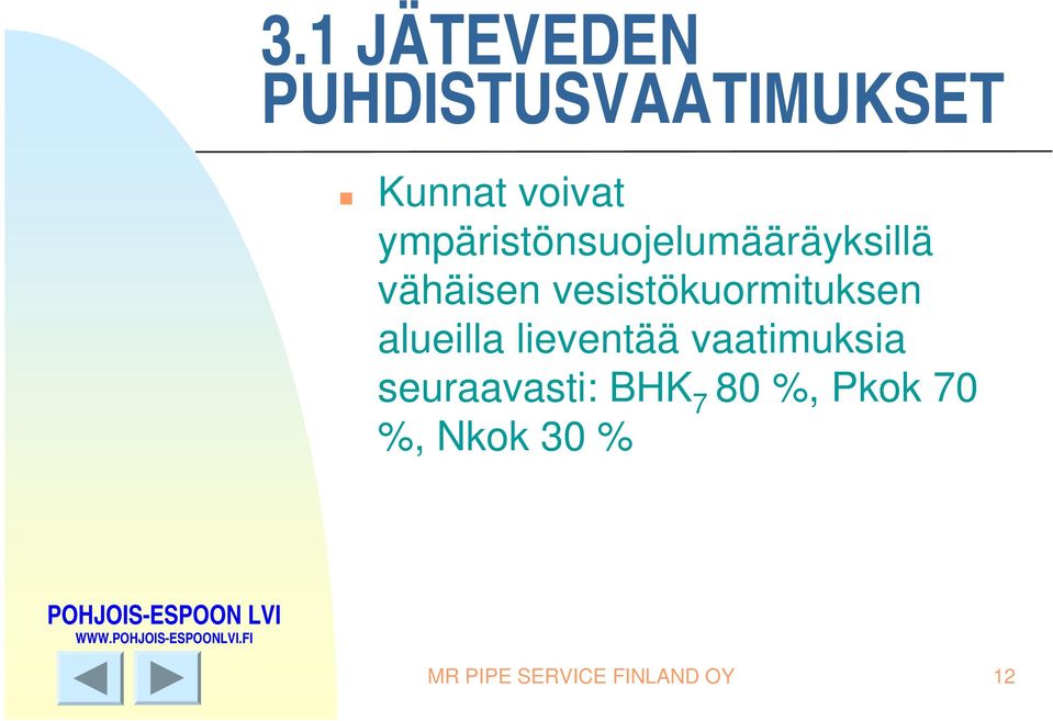 vesistökuormituksen alueilla lieventää vaatimuksia