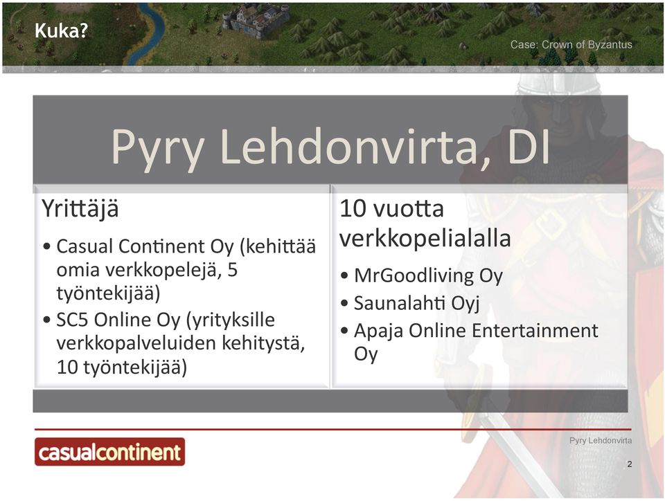 verkkopalveluiden kehitystä, 10 työntekijää) 10 vuoba