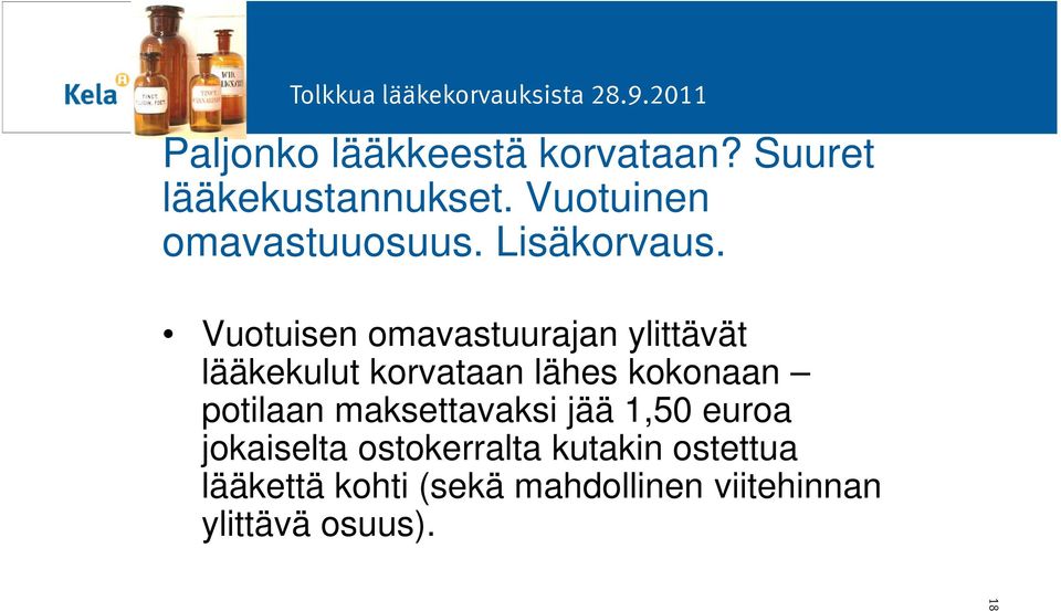 Vuotuisen omavastuurajan ylittävät lääkekulut korvataan lähes kokonaan