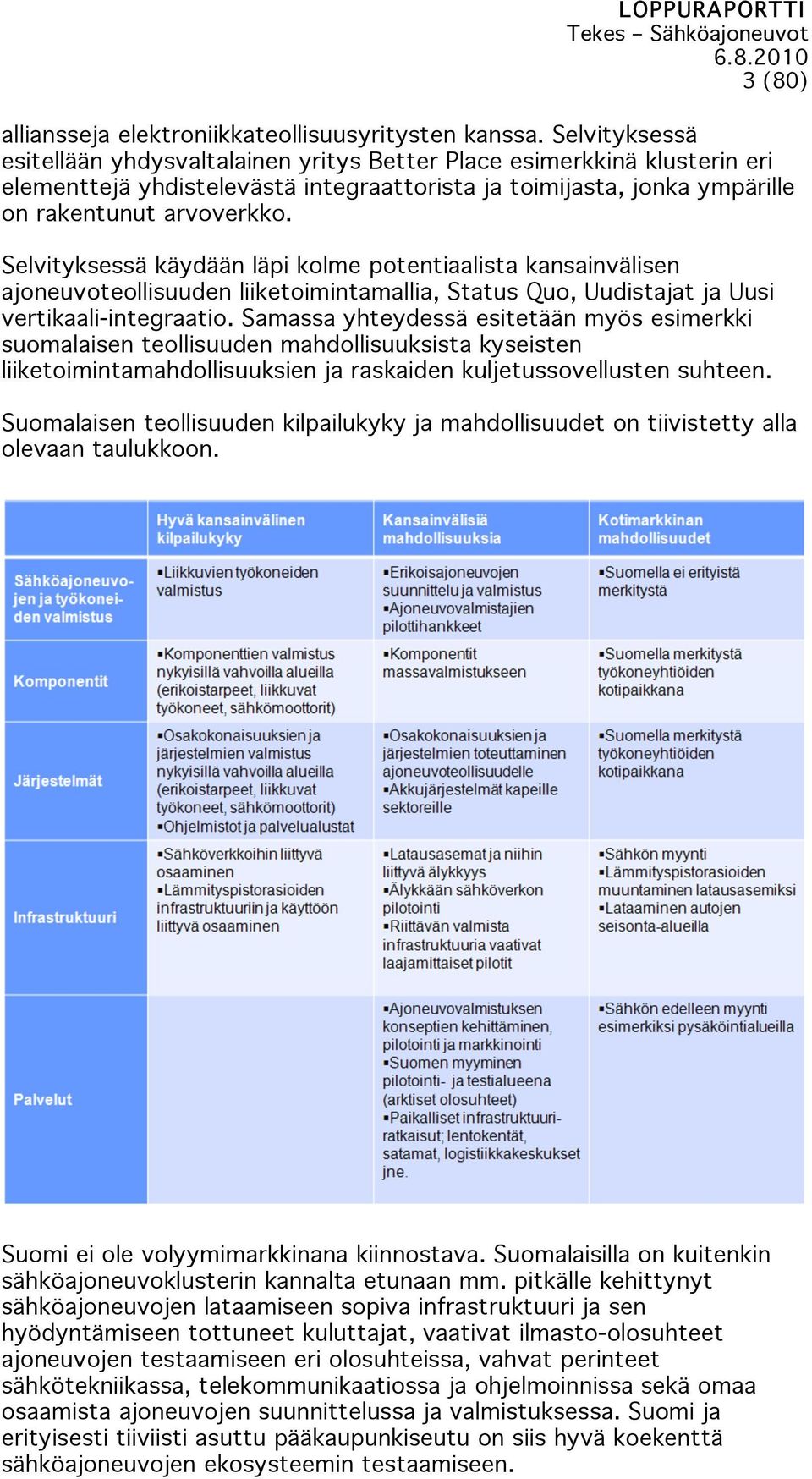 Selvityksessä käydään läpi kolme potentiaalista kansainvälisen ajoneuvoteollisuuden liiketoimintamallia, Status Quo, Uudistajat ja Uusi vertikaali-integraatio.