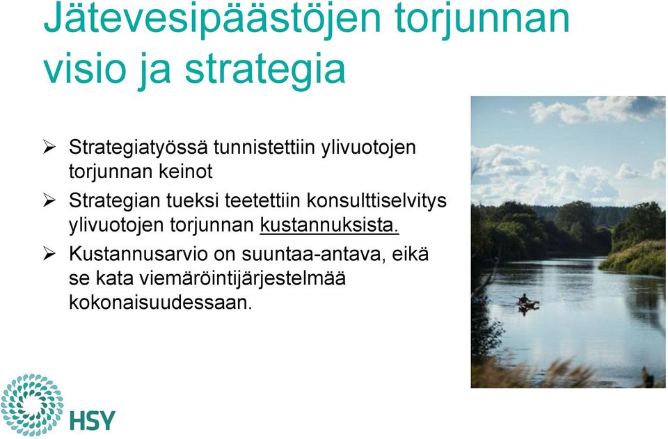 teetettiin konsulttiselvitys ylivuotojen torjunnan kustannuksista.