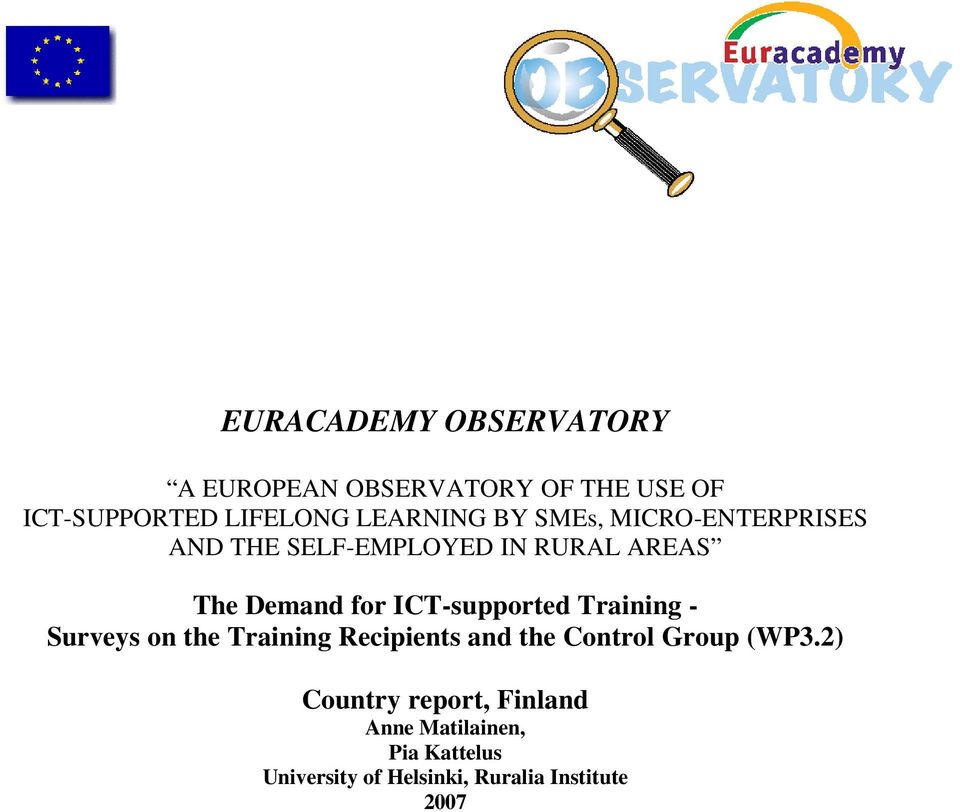 ICT-supported Training - Surveys on the Training Recipients and the Control Group (WP3.