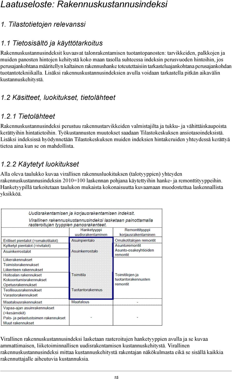 indeksin perusvuoden hintoihin, jos perusajankohtana määritellyn kaltainen rakennushanke toteutettaisiin tarkasteluajankohtana perusajankohdan tuotantotekniikalla.