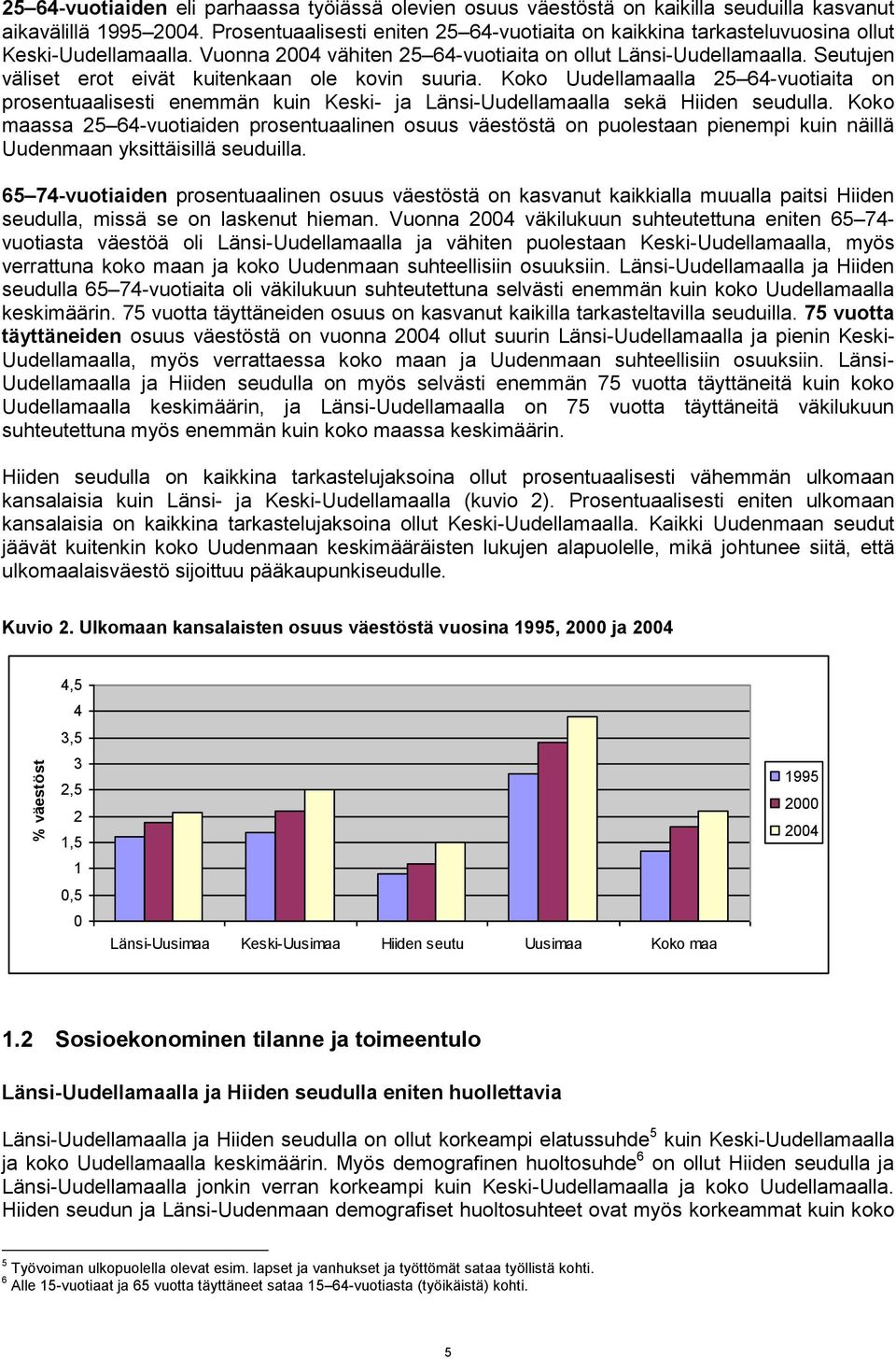 Seutujen väliset erot eivät kuitenkaan ole kovin suuria. Koko Uudellamaalla 25 64-vuotiaita on prosentuaalisesti enemmän kuin Keski- ja Länsi-Uudellamaalla sekä Hiiden seudulla.