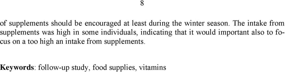 The intake from supplements was high in some individuals,