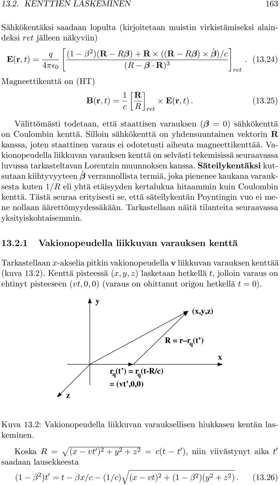 Silloin sähkökenttä on yhdensuuntainen vektorin R kanssa, joten staattinen varaus ei odotetusti aiheuta magneettikenttää.