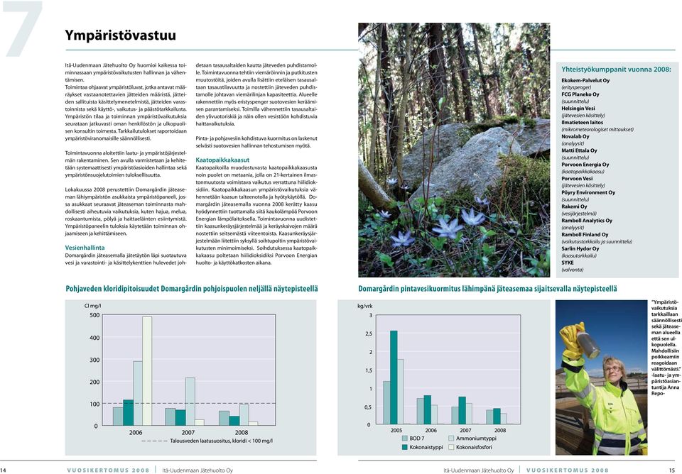 päästötarkkailusta. Ympäristön tilaa ja toiminnan ympäristövaikutuksia seurataan jatkuvasti oman henkilöstön ja ulkopuolisen konsultin toimesta.