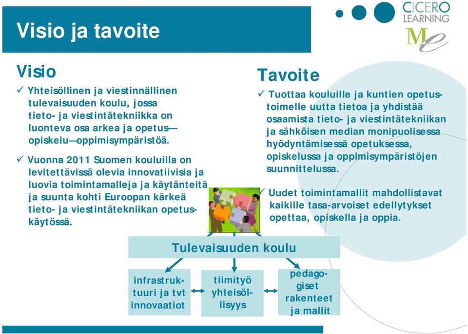 oppimisympäristöjen suunnittelussa. Uudet toimintamallit mahdollistavat kaikille tasa-arvoiset edellytykset opettaa, opiskella ja oppia.