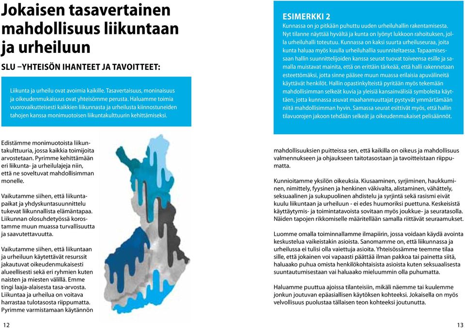 Haluamme toimia vuorovaikutteisesti kaikkien liikunnasta ja urheilusta kiinnostuneiden tahojen kanssa monimuotoisen liikuntakulttuurin kehittämiseksi.