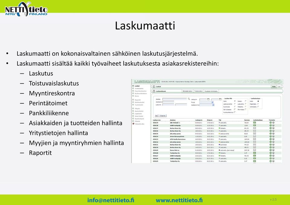 Laskutus Toistuvaislaskutus Myyntireskontra Perintätoimet Pankkiliikenne