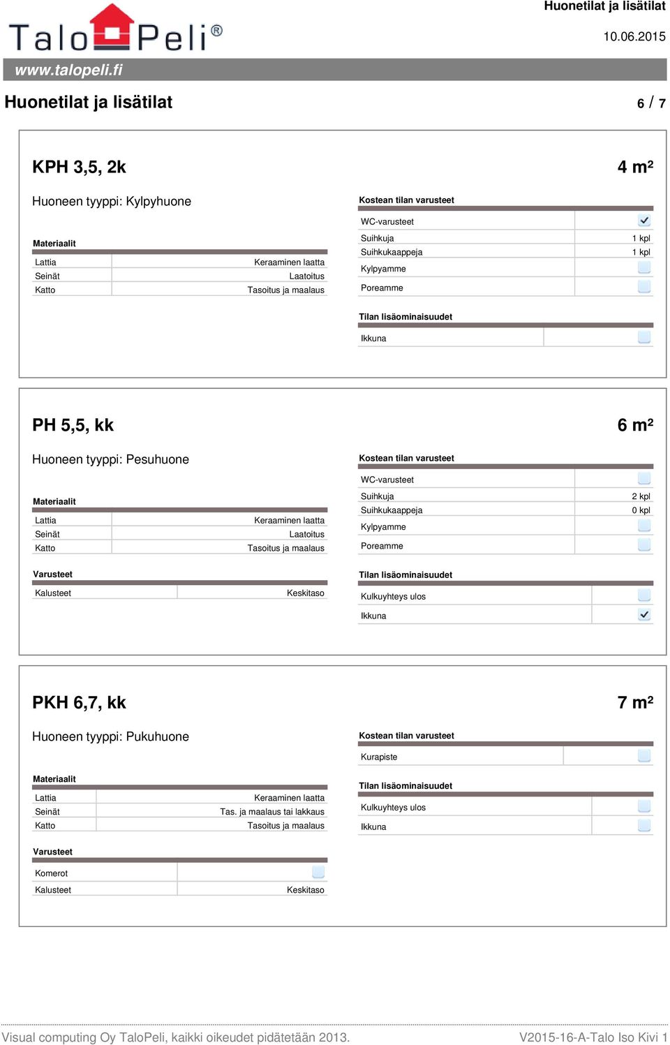 kpl PH 5,5, kk 6 m² Huoneen tyyppi: Pesuhuone