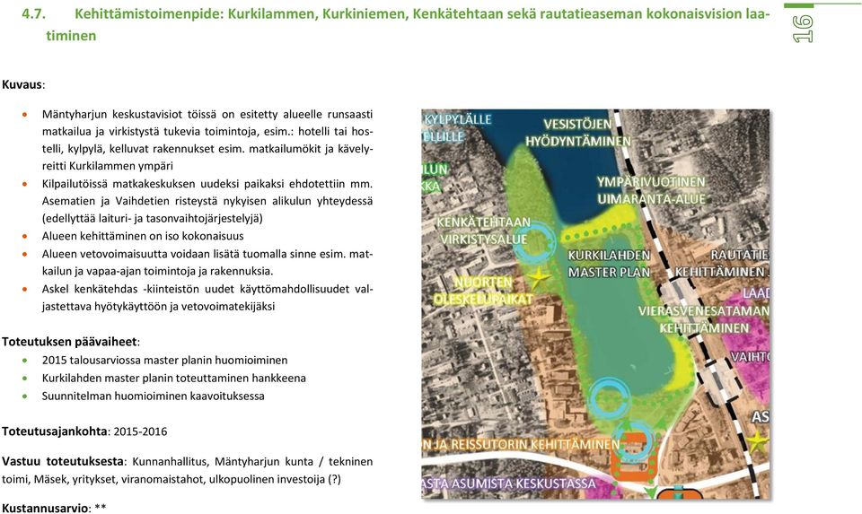 matkailumökit ja kävelyreitti Kurkilammen ympäri Kilpailutöissä matkakeskuksen uudeksi paikaksi ehdotettiin mm.