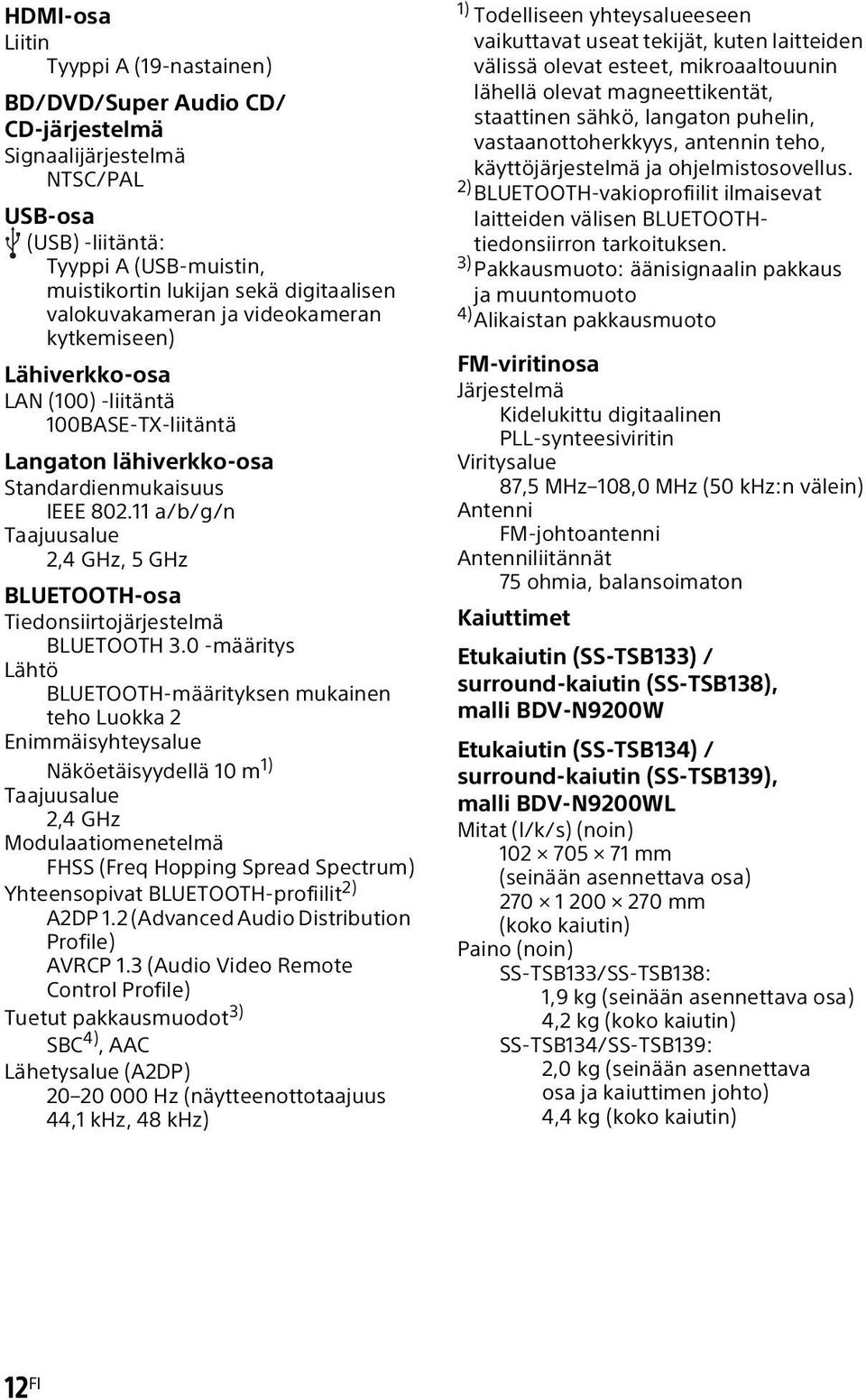 11 a/b/g/n Taajuusalue 2,4 GHz, 5 GHz BLUETOOTH-osa Tiedonsiirtojärjestelmä BLUETOOTH 3.