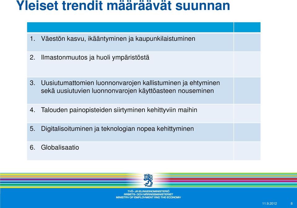 Uusiutumattomien luonnonvarojen kallistuminen ja ehtyminen sekä uusiutuvien luonnonvarojen