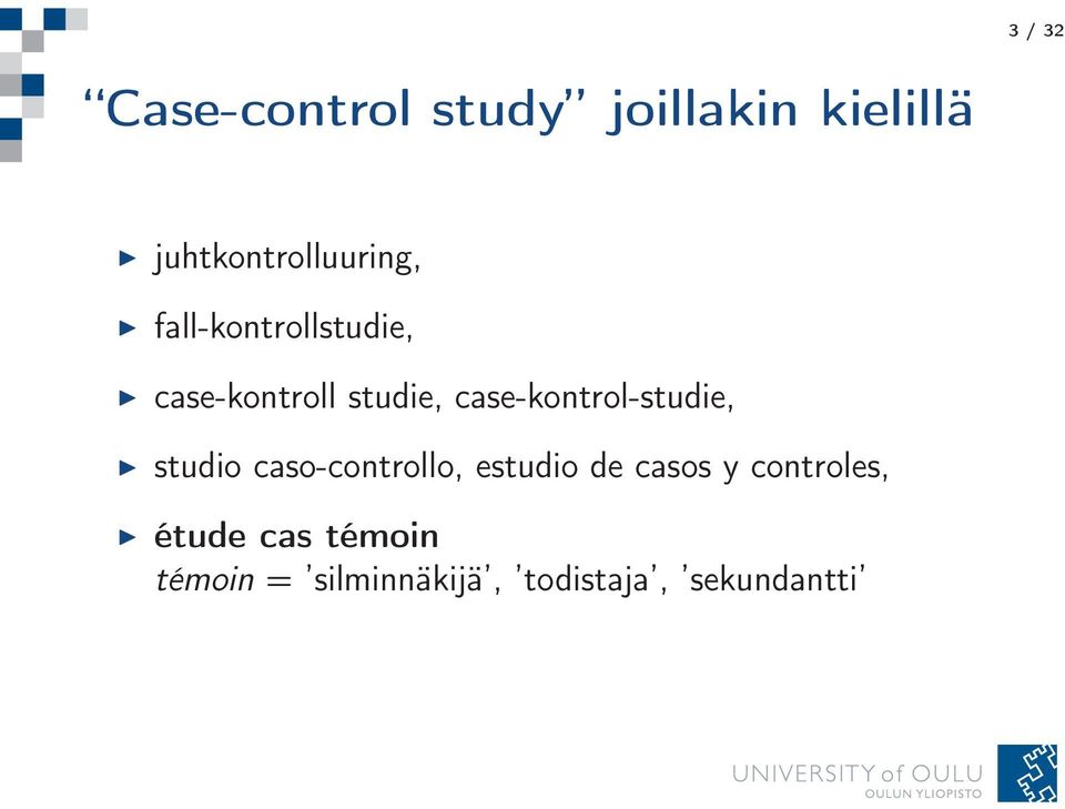 studie, case-kontrol-studie, studio caso-controllo, estudio