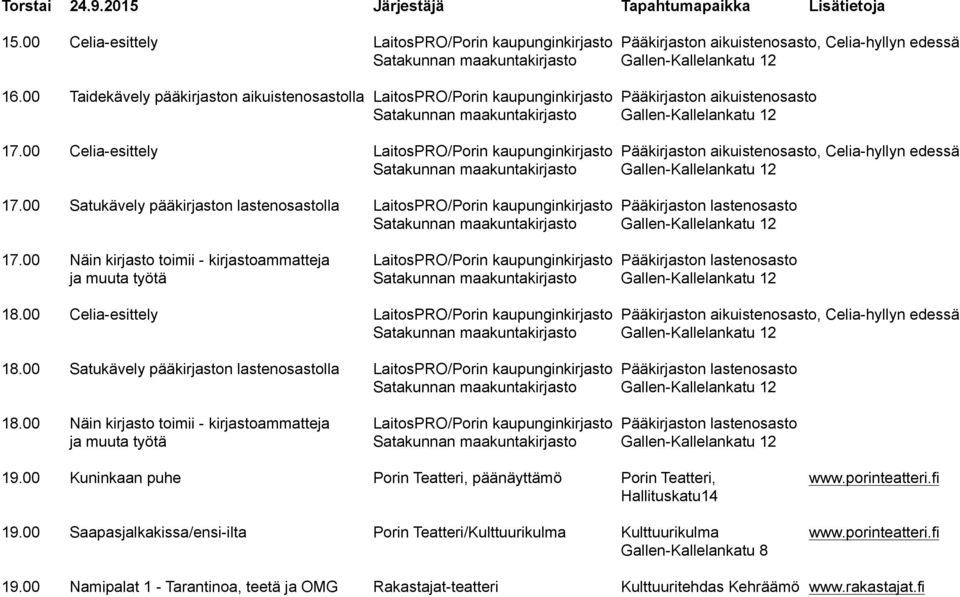 00 Celia-esittely LaitosPRO/Porin kaupunginkirjasto -Pääkirjaston aikuistenosasto, Celia-hyllyn edessä 17.