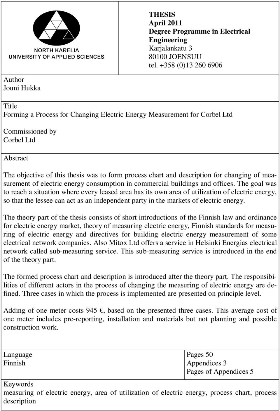 process chart and description for changing of measurement of electric energy consumption in commercial buildings and offices.