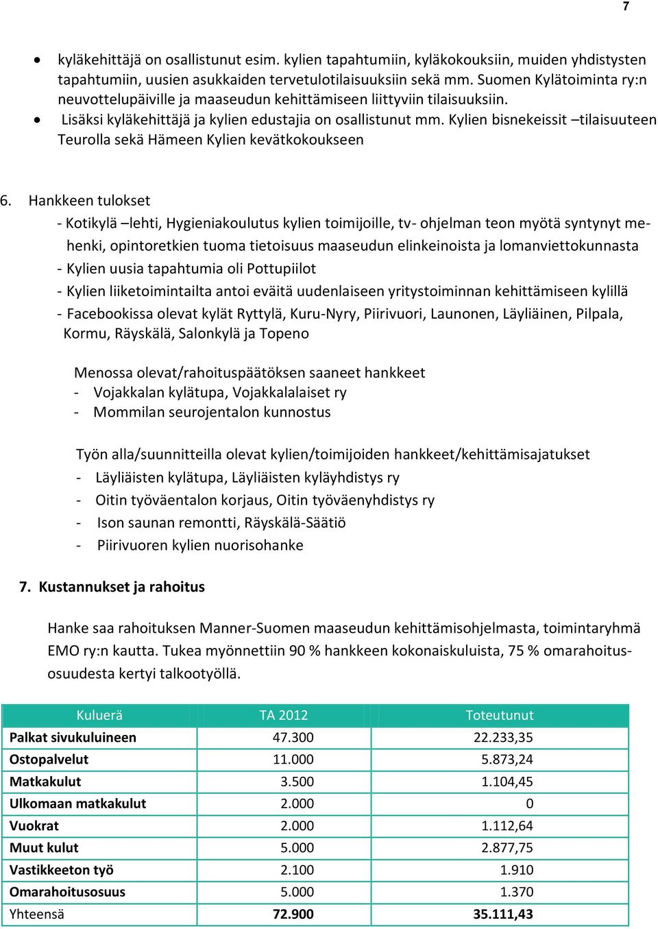 Kylien bisnekeissit tilaisuuteen Teurolla sekä Hämeen Kylien kevätkokoukseen 6.