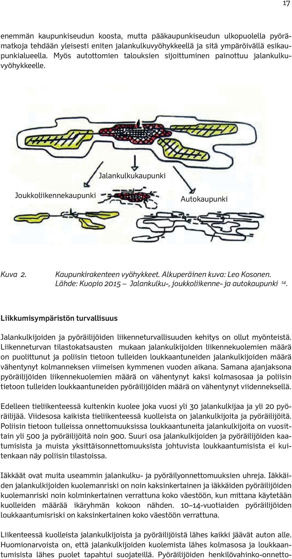 Lähde: Kuopio 2015 Jalankulku-, joukkoliikenne- ja autokaupunki 14. Liikkumisympäristön turvallisuus Jalankulkijoiden ja pyöräilijöiden liikenneturvallisuuden kehitys on ollut myönteistä.