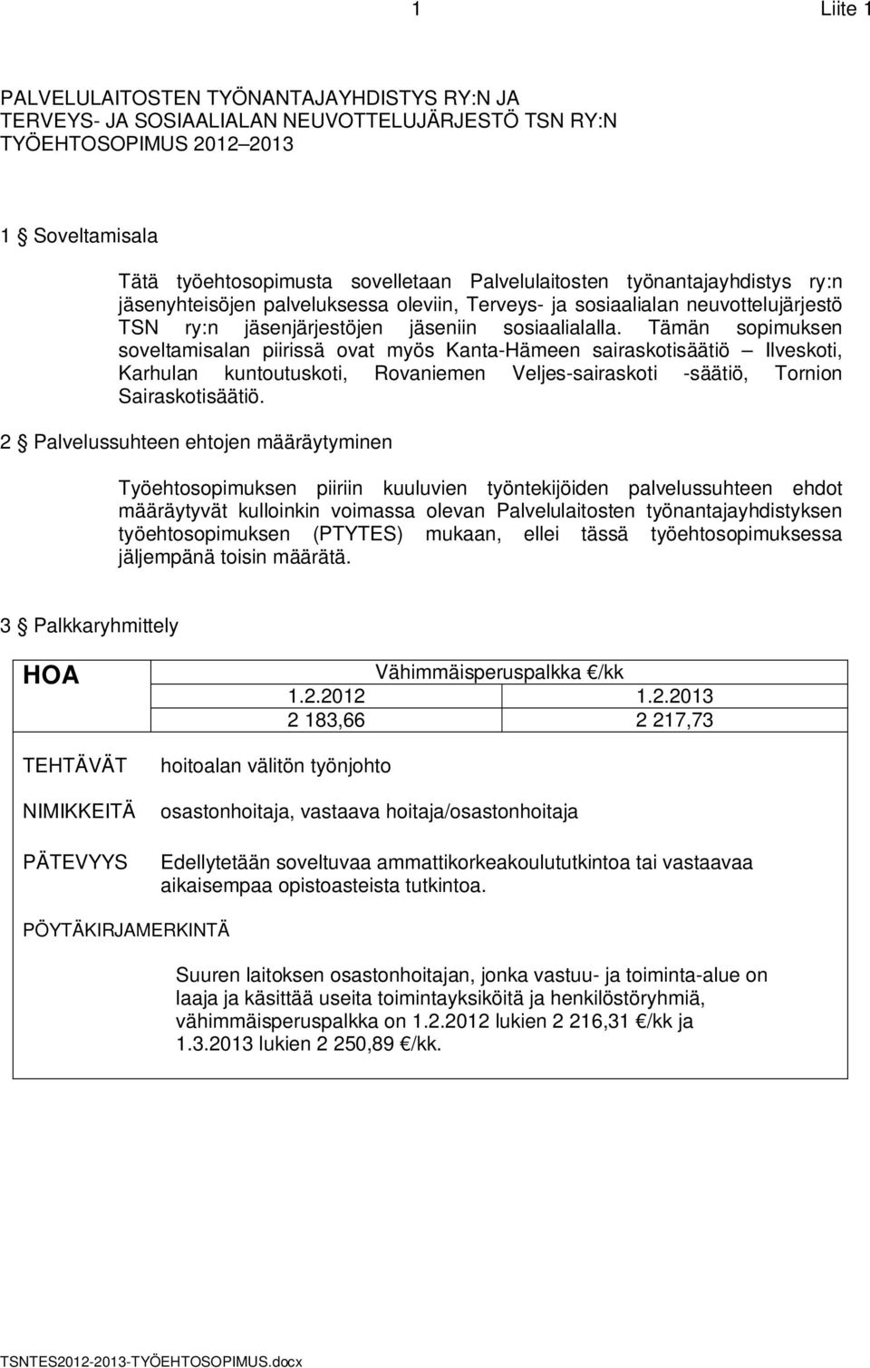 Tämän sopimuksen soveltamisalan piirissä ovat myös Kanta-Hämeen sairaskotisäätiö Ilveskoti, Karhulan kuntoutuskoti, Rovaniemen Veljes-sairaskoti -säätiö, Tornion Sairaskotisäätiö.