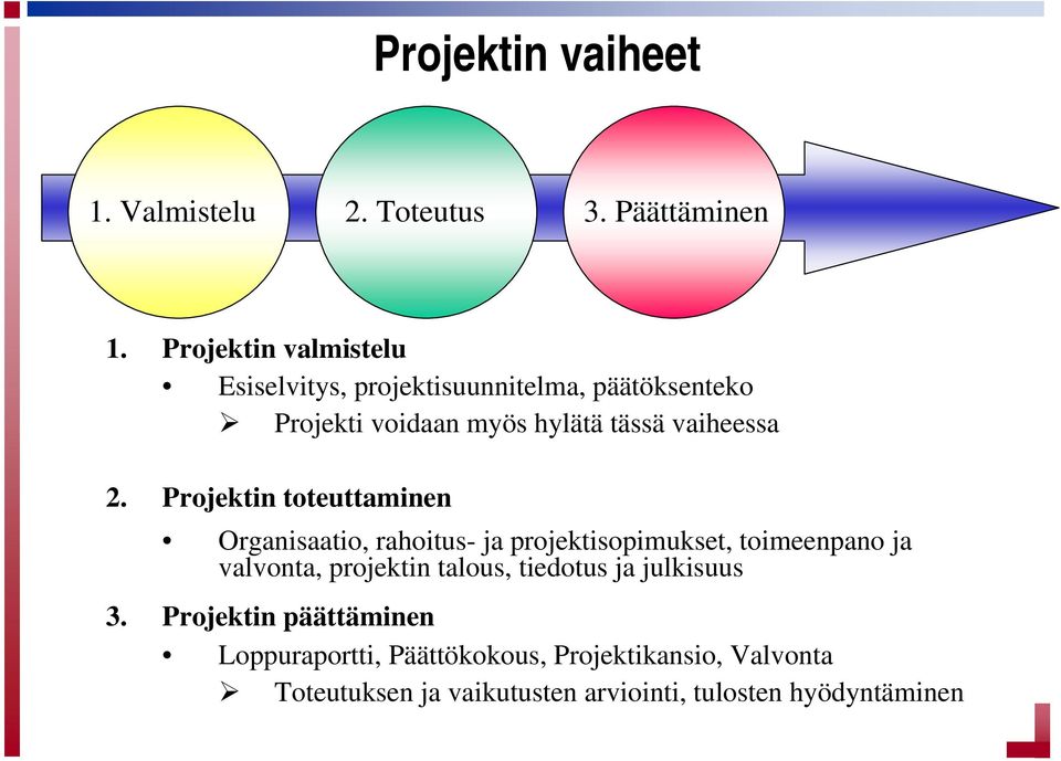 2. Projektin toteuttaminen Organisaatio, rahoitus- ja projektisopimukset, toimeenpano ja valvonta, projektin