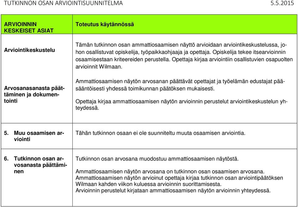 Ammattiosaamisen näytön arvosanan päättävät opettajat ja työelämän edustajat pääsääntöisesti yhdessä toimikunnan päätöksen mukaisesti.