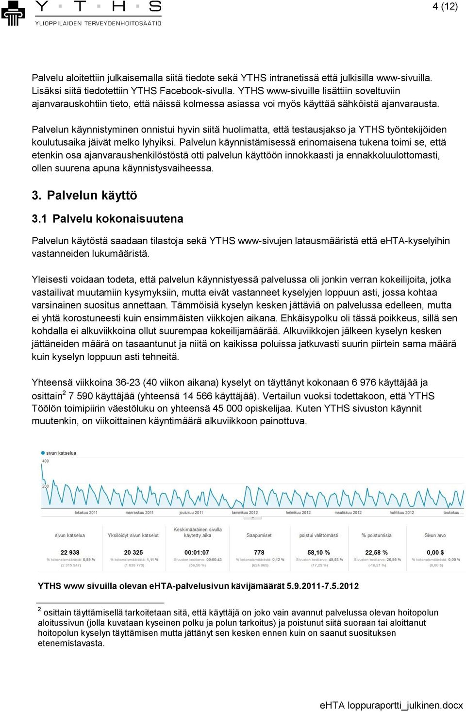 Palvelun käynnistyminen onnistui hyvin siitä huolimatta, että testausjakso ja YTHS työntekijöiden koulutusaika jäivät melko lyhyiksi.