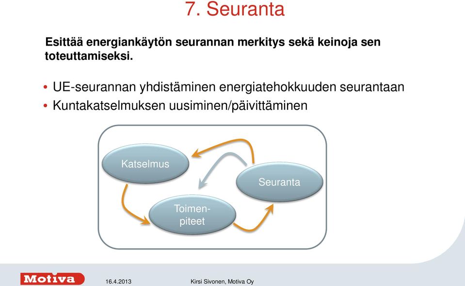 UE-seurannan yhdistäminen energiatehokkuuden