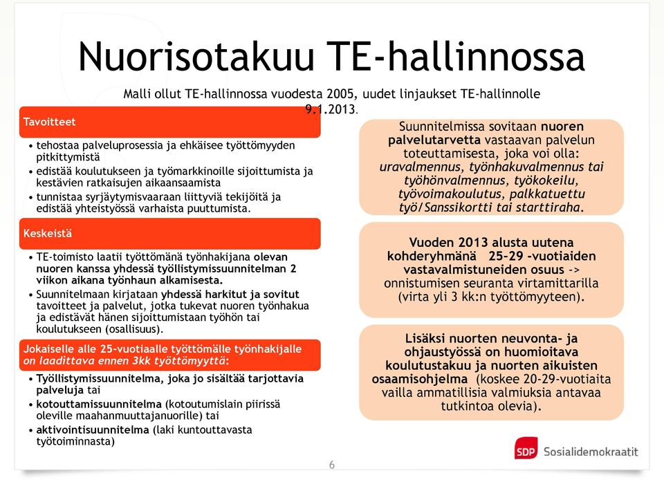 tekijöitä ja edistää yhteistyössä varhaista puuttumista.