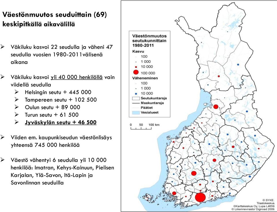 102 500 Oulun seutu + 89 000 Turun seutu + 61 500 Jyväskylän seutu + 46 500 Viiden em.